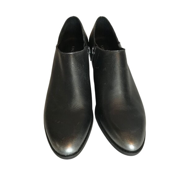 Lucky Brand Ferryn Ankle Boots Black Leather Silver Distressing Womens 9M NEW - Picture 2 of 15